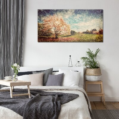 Autumn Alley Glass Wall Art