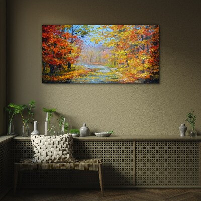Autumn scenery in the forest Glass Wall Art