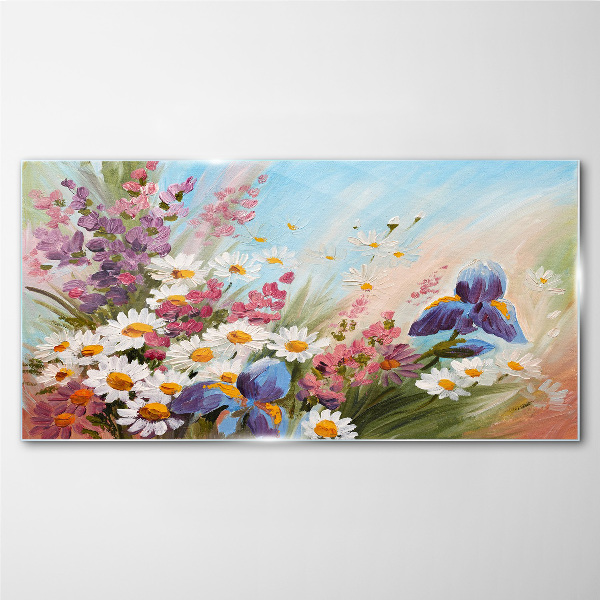 Spring bouquet of flowers in the sun Glass Wall Art