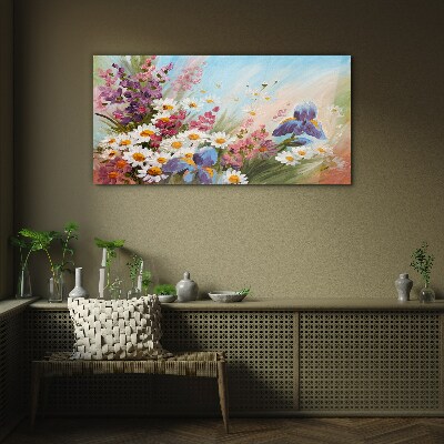 Painting flowers plant Glass Wall Art