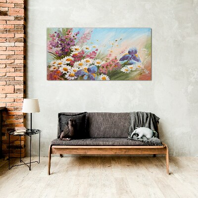 Spring bouquet of flowers in the sun Glass Wall Art