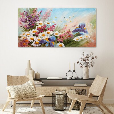 Spring bouquet of flowers in the sun Glass Wall Art