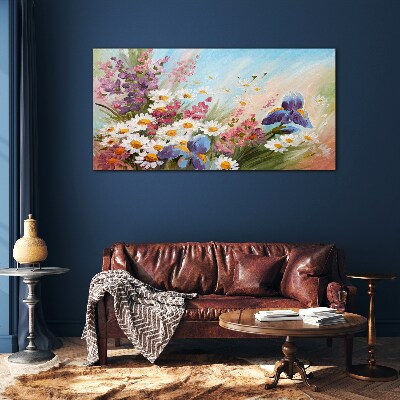 Spring bouquet of flowers in the sun Glass Wall Art