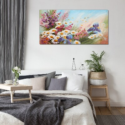Spring bouquet of flowers in the sun Glass Wall Art