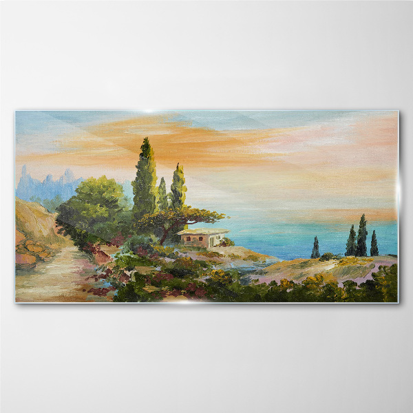 A peaceful seaside landscape Glass Wall Art