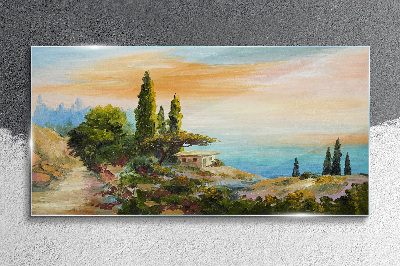 A peaceful seaside landscape Glass Wall Art