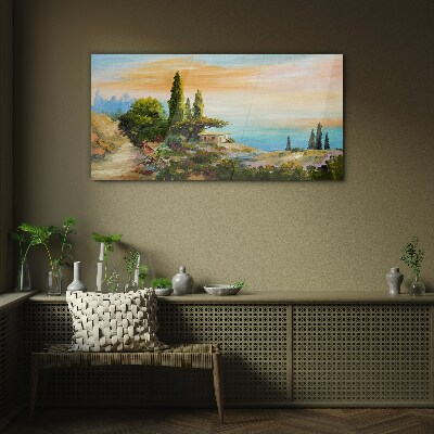 A peaceful seaside landscape Glass Wall Art
