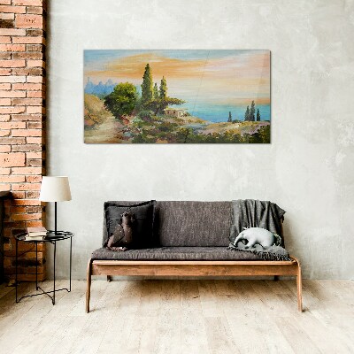 A peaceful seaside landscape Glass Wall Art