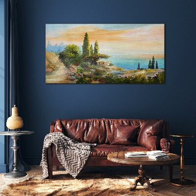 A peaceful seaside landscape Glass Wall Art