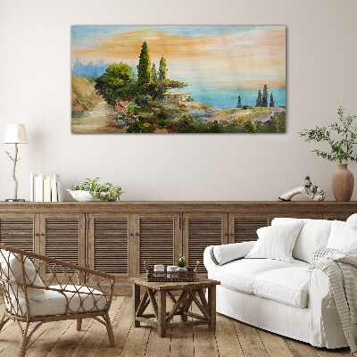 A peaceful seaside landscape Glass Wall Art