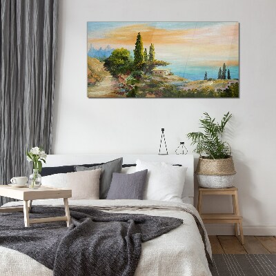 A peaceful seaside landscape Glass Wall Art