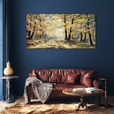 Autumn forest Glass Wall Art