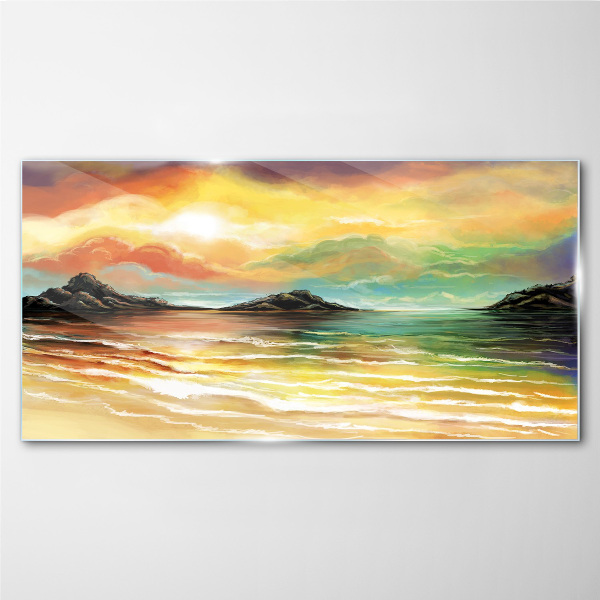 A peaceful sunset over the sea Glass Wall Art