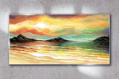 A peaceful sunset over the sea Glass Wall Art