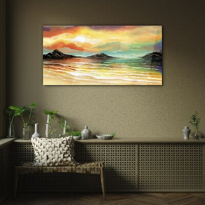 A peaceful sunset over the sea Glass Wall Art