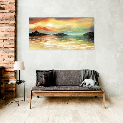 A peaceful sunset over the sea Glass Wall Art