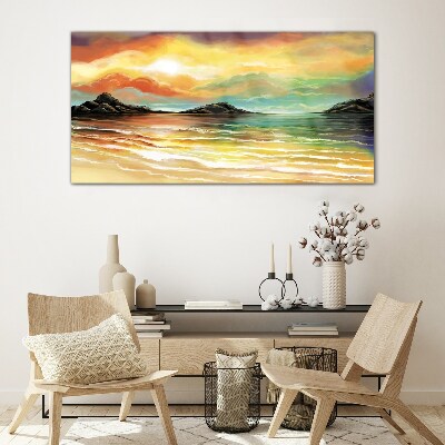 A peaceful sunset over the sea Glass Wall Art
