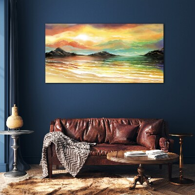A peaceful sunset over the sea Glass Wall Art
