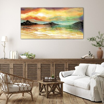 A peaceful sunset over the sea Glass Wall Art