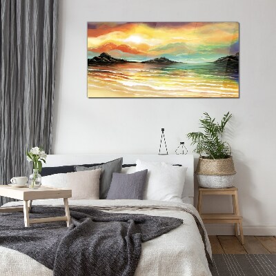 A peaceful sunset over the sea Glass Wall Art
