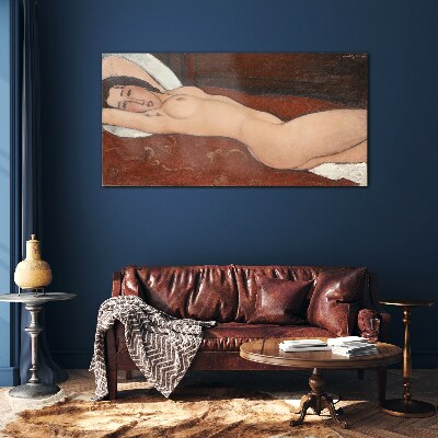 Lying Naked Woman Glass Wall Art
