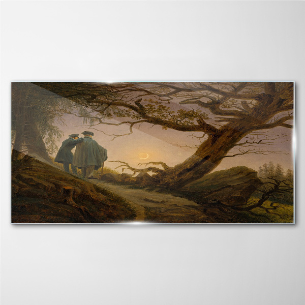 Sunset over the landscape Glass Wall Art