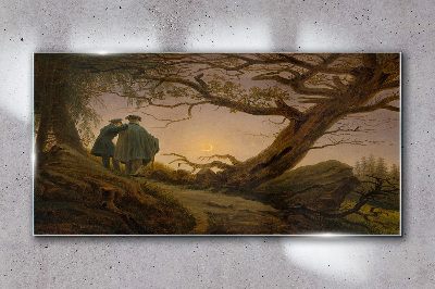 Sunset over the landscape Glass Wall Art