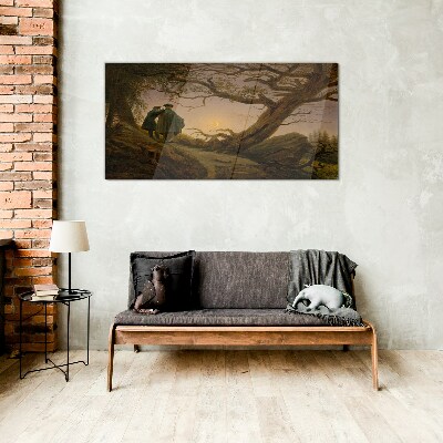 Rock forest nature sun Glass Wall Art