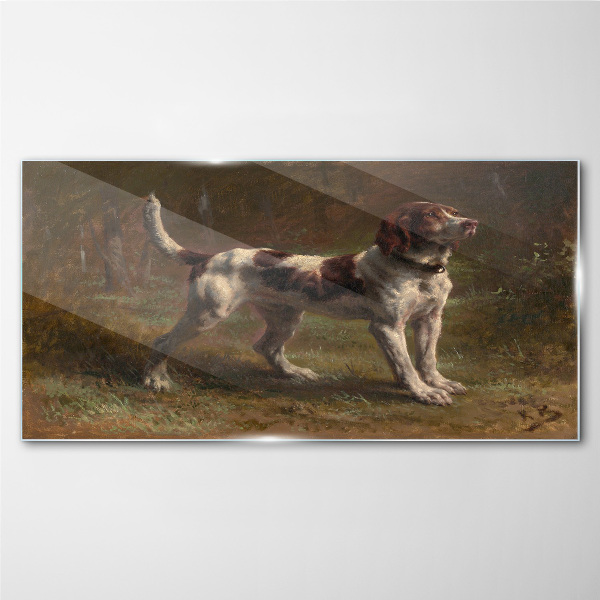 Portrait of a dog in nature Glass Wall Art
