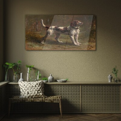 Portrait of a dog in nature Glass Wall Art
