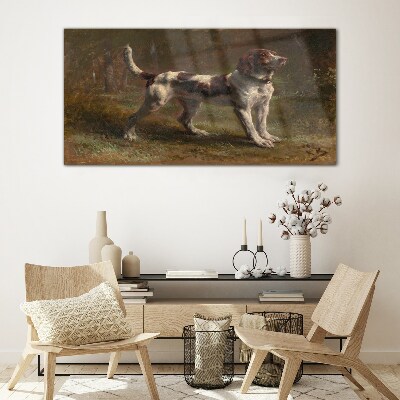 Portrait of a dog in nature Glass Wall Art