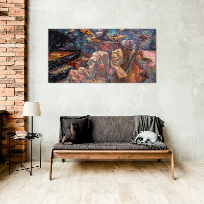 Musical meeting in colors Glass Wall Art
