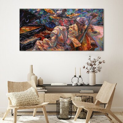 Musical meeting in colors Glass Wall Art