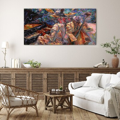 Musical meeting in colors Glass Wall Art