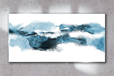 Ocean waves in shades of blue Glass Wall Art
