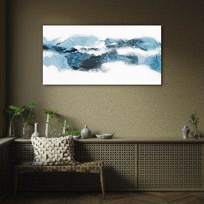 Ocean waves in shades of blue Glass Wall Art