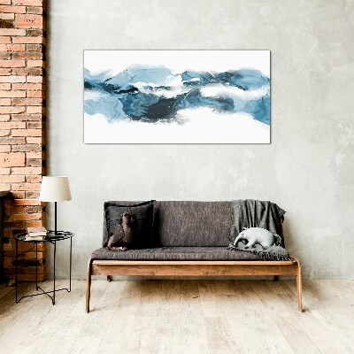 Ocean waves in shades of blue Glass Wall Art