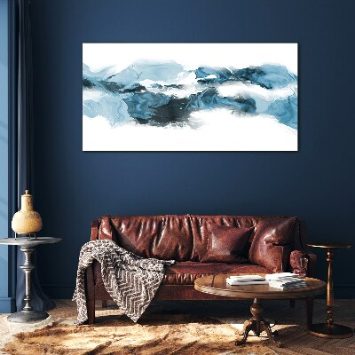Ocean waves in shades of blue Glass Wall Art