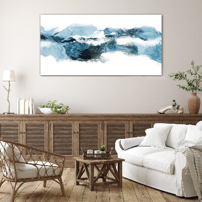 Ocean waves in shades of blue Glass Wall Art