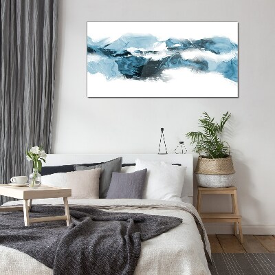 Ocean waves in shades of blue Glass Wall Art
