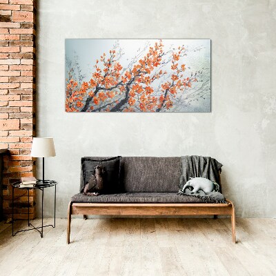 A floral explosion in shades of orange Glass Wall Art