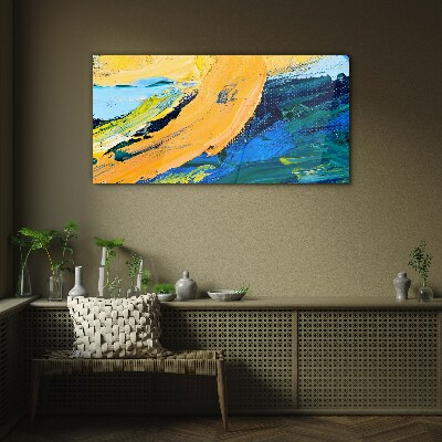 A wave of colors in motion Glass Wall Art