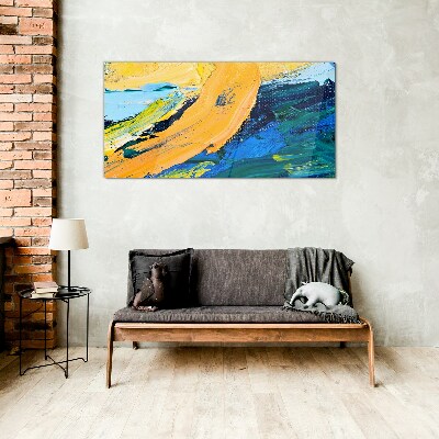A wave of colors in motion Glass Wall Art