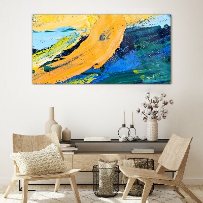 A wave of colors in motion Glass Wall Art