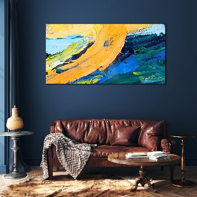A wave of colors in motion Glass Wall Art