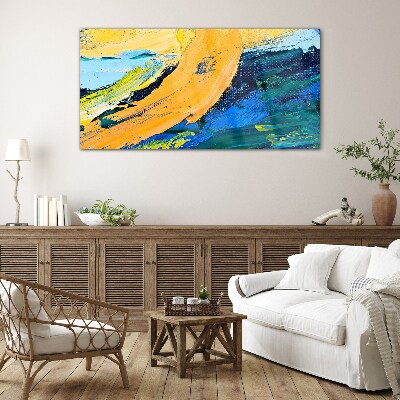 A wave of colors in motion Glass Wall Art