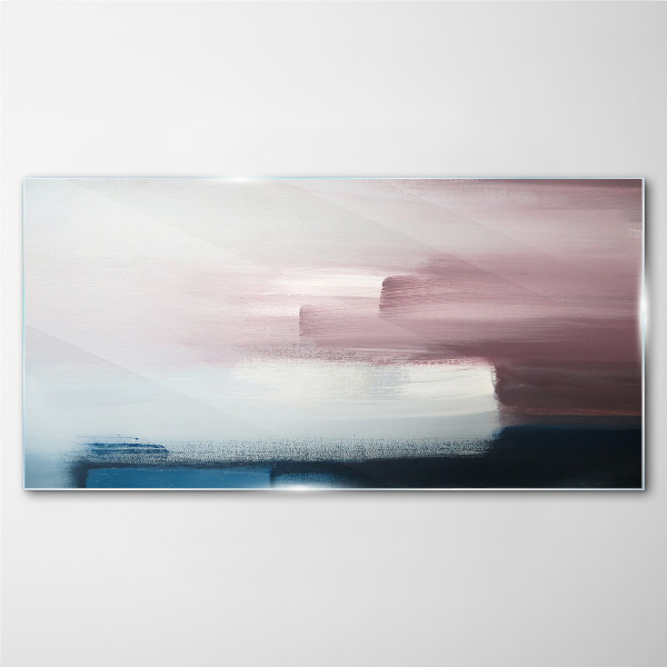 Abstract landscape in pastel shades Glass Wall Art