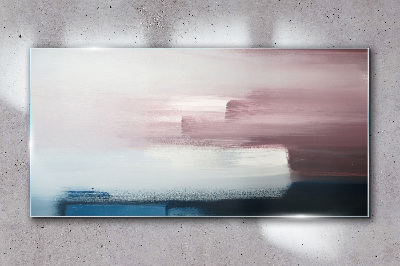 Abstract landscape in pastel shades Glass Wall Art