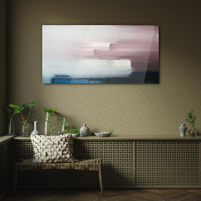 Abstract landscape in pastel shades Glass Wall Art