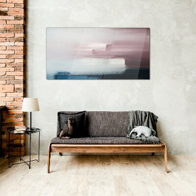 Abstract landscape in pastel shades Glass Wall Art